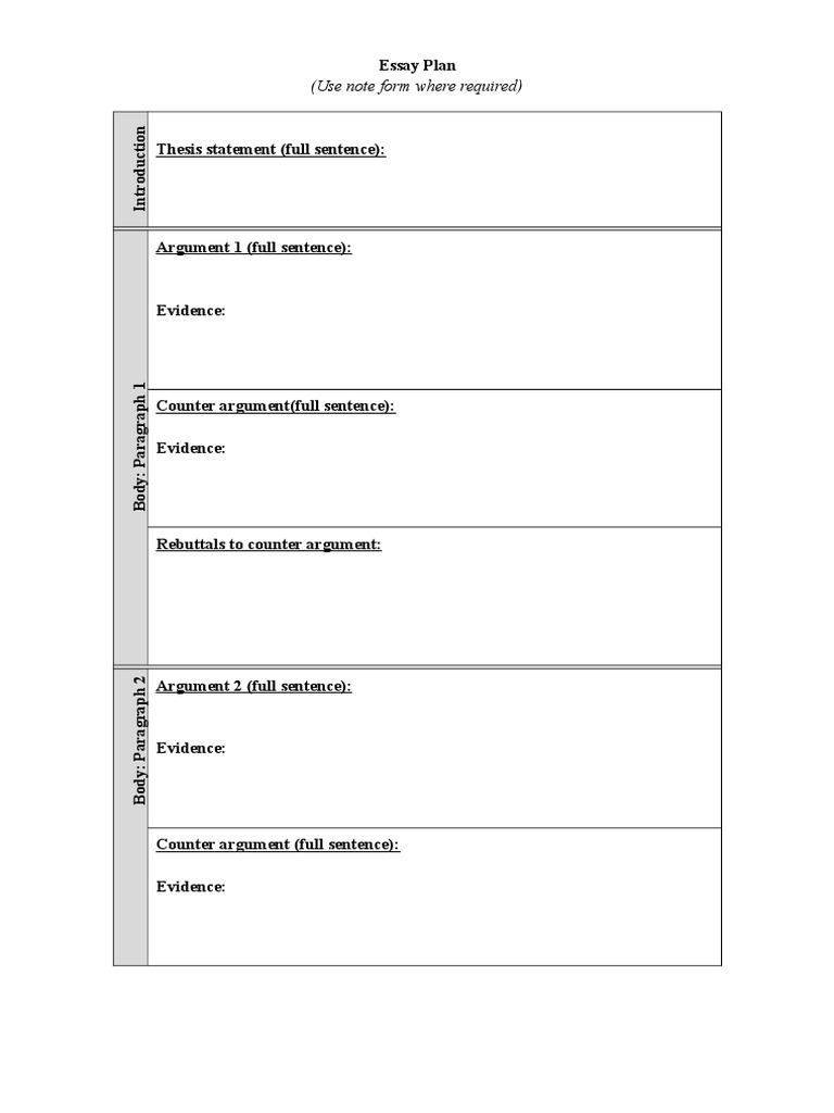 Structured Essay Plan Template | PDF