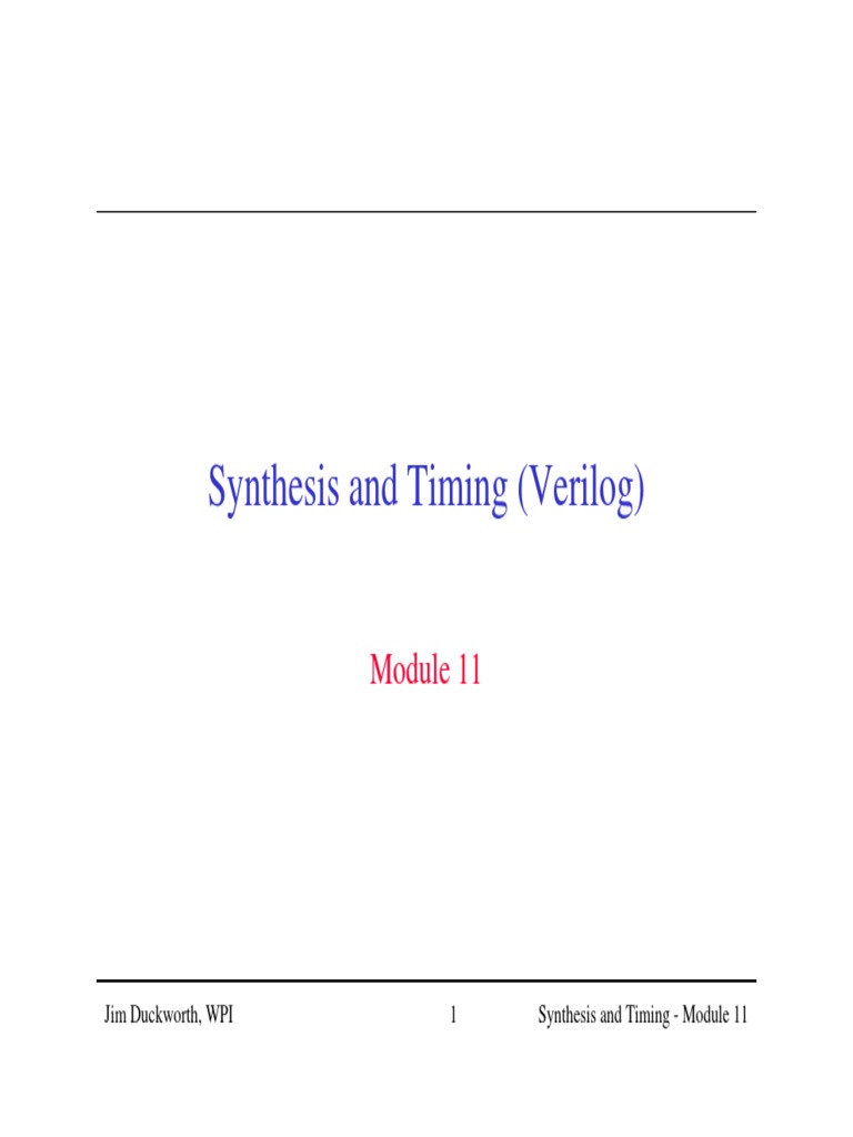 Synthesis and Timing Module 11 Rev A | PDF | Electronic Engineering ...