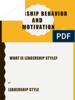 Leadership Behavior AND Motivation