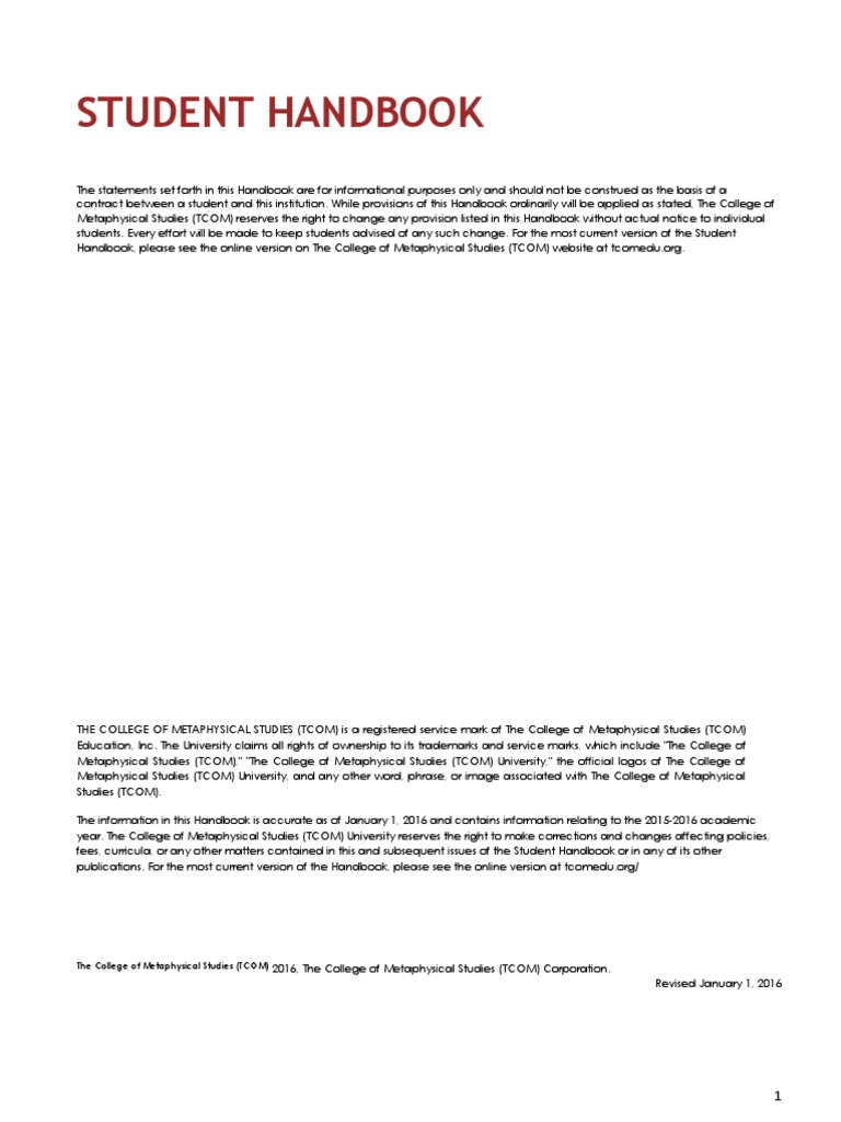 Tcom Studenthandbook Template Official | PDF