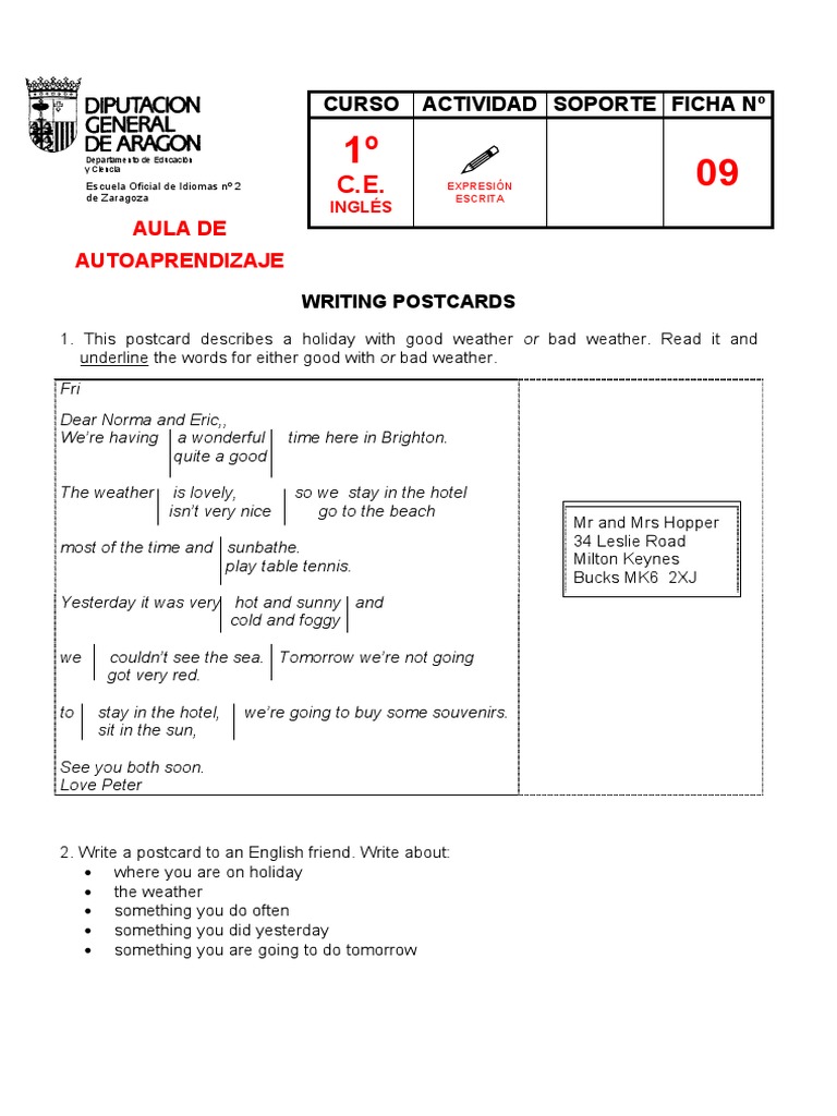 Writing Postcards PDF | PDF