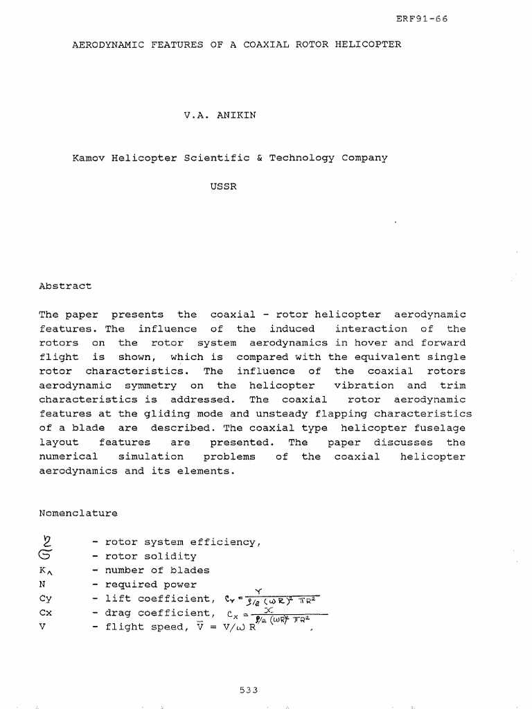 Aerodynamic Features of Coaxial Helicopters | PDF | Helicopter ...