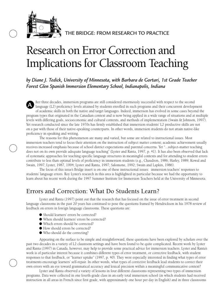 Error Correction in Immersion Teaching | PDF
