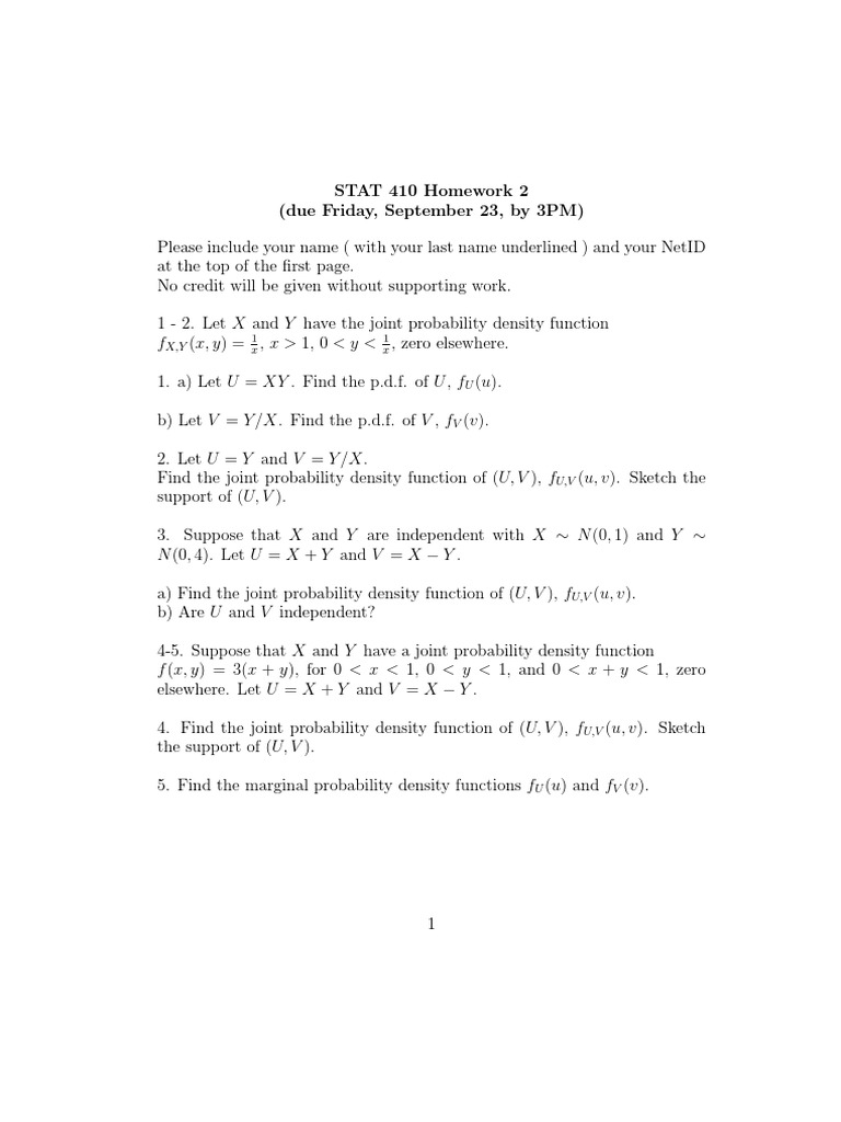410 Hw 02 Probability Density Function Measure Theory