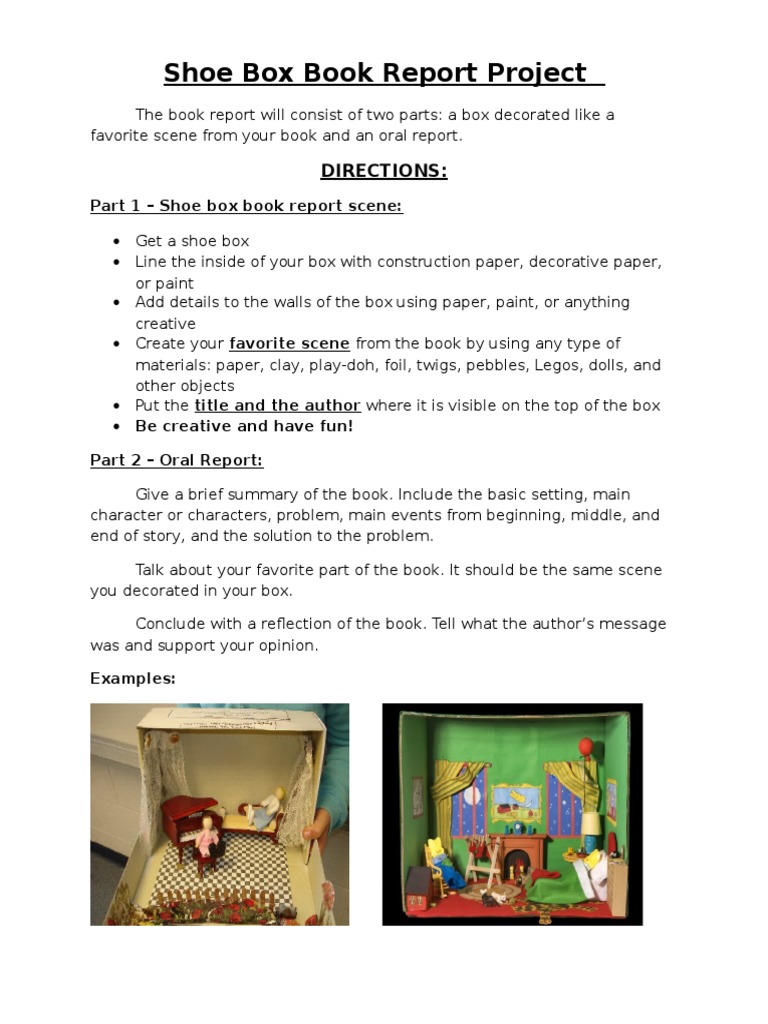 Shoe Box Book Report PDF