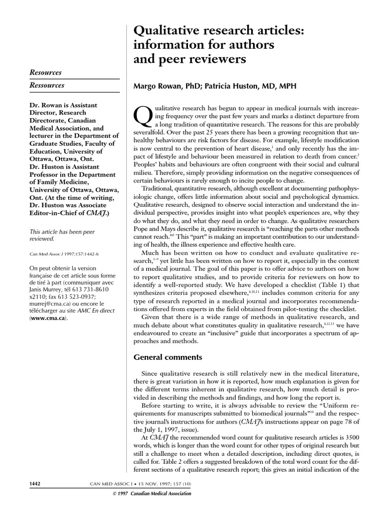 articles on qualitative research