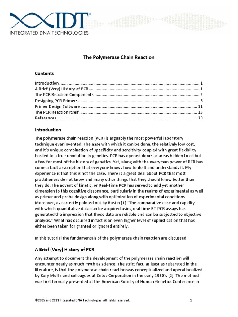 The Polymerase Chain Reaction PDF | PDF