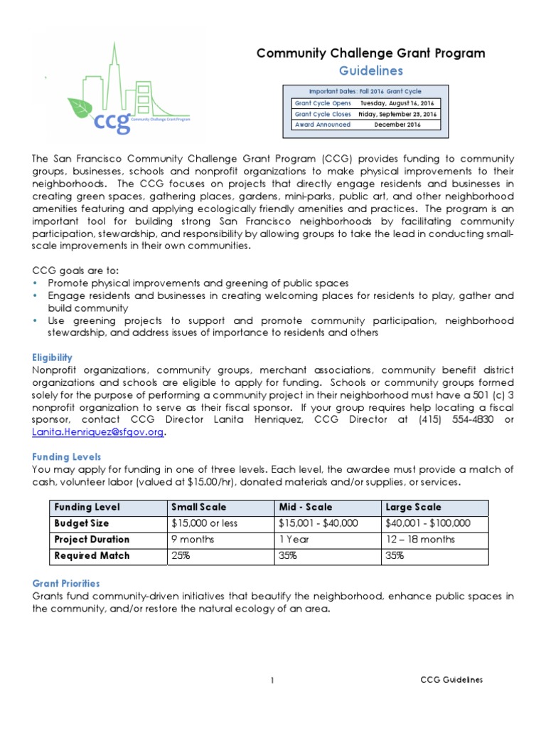Community Challenge Grant Program: Guidelines | PDF | Expense | Evaluation