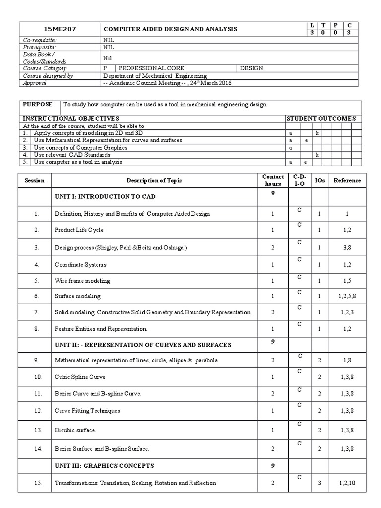 Cad Syllabus PDF Computer Aided Design Finite Element Method
