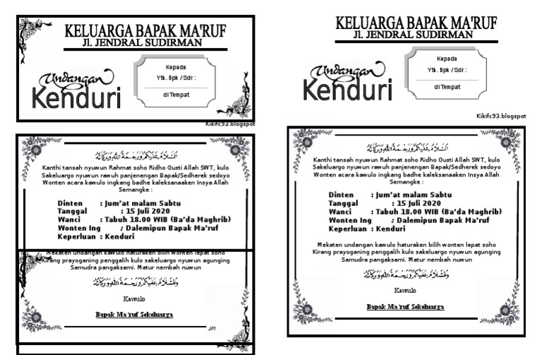 Undangan Boso Jowo