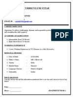 Curriculum-Vitae: Rajesh Kumar Krishnapuri Civil Lines Budaun MOBILE NO:-9058266180 Email Id: - Career Objective