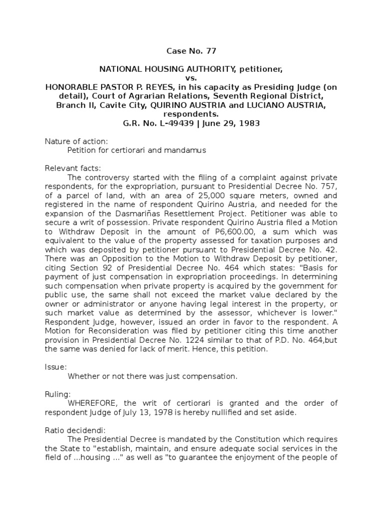 Expropriation Case: Just Compensation Ruling | PDF | Eminent Domain ...