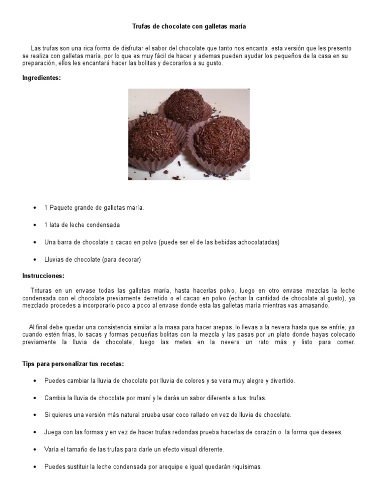 Trufas de Chocolate Con Galletas María | PDF | Chocolate | Cocina