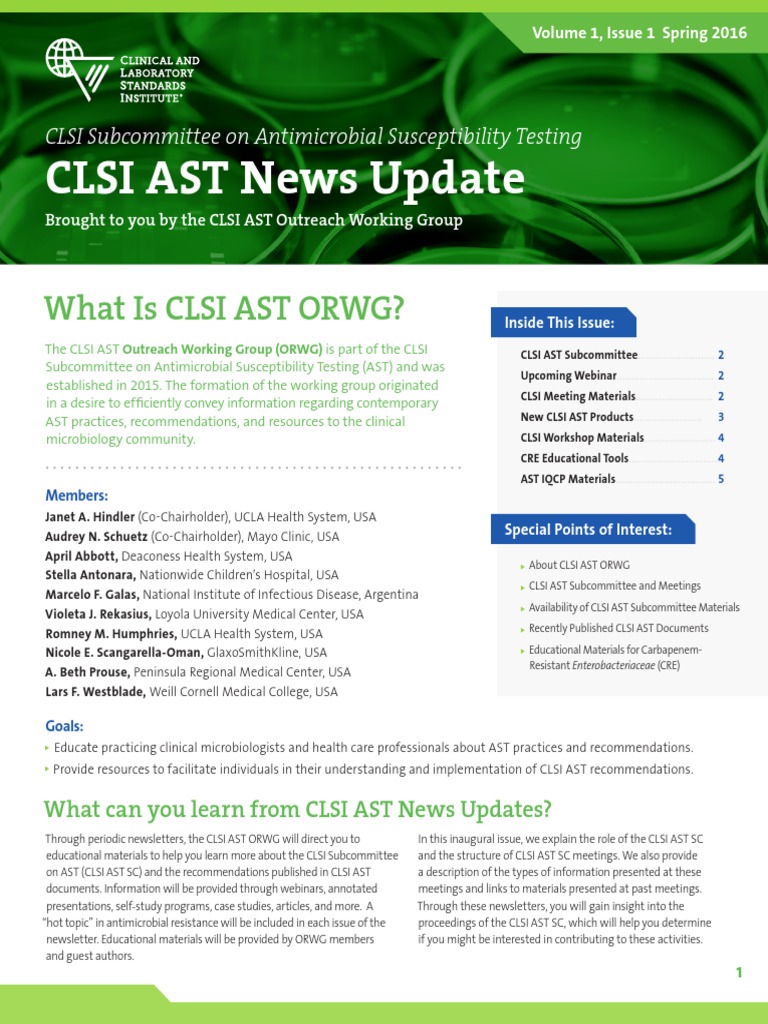 CLSI AST News Update Spring 2016 | PDF | Antimicrobial Resistance ...