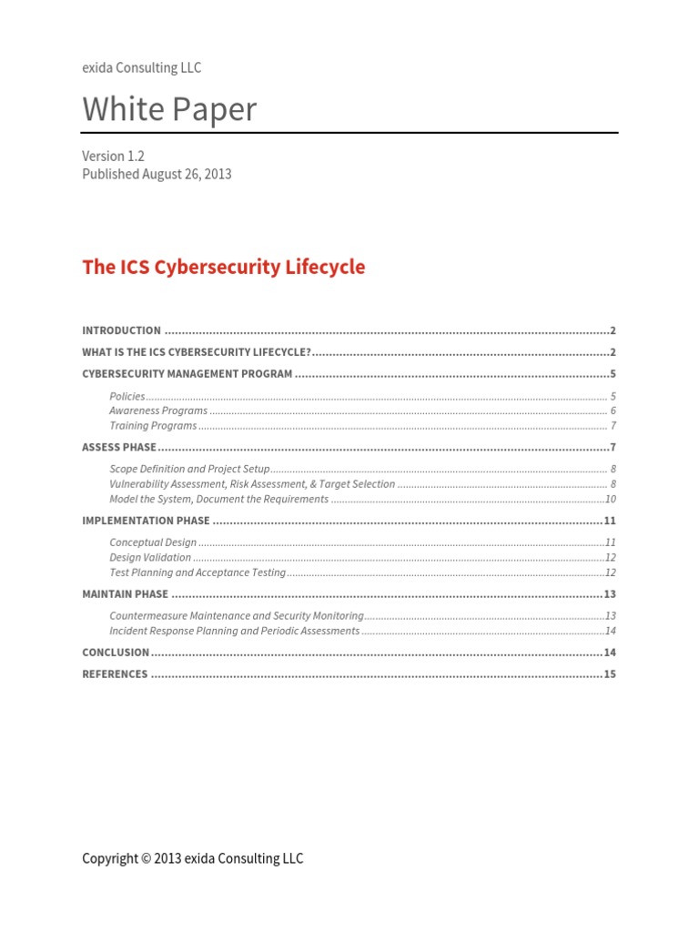 The ICS Cybersecurity Lifecycle PDF | PDF | Vulnerability (Computing ...