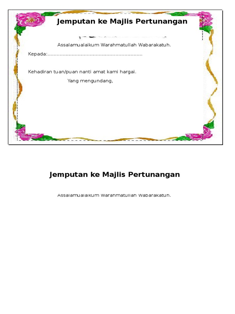 Contoh Kad Jemputan Ju Pdf