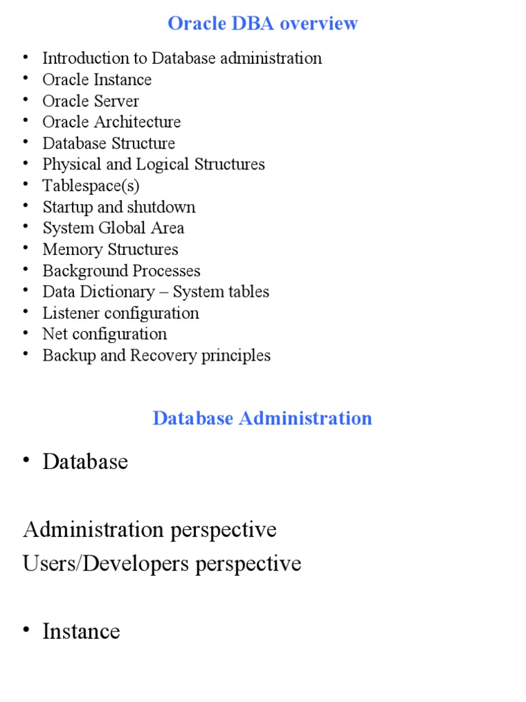 Oracle DBA: Architecture & Backup Guide | PDF