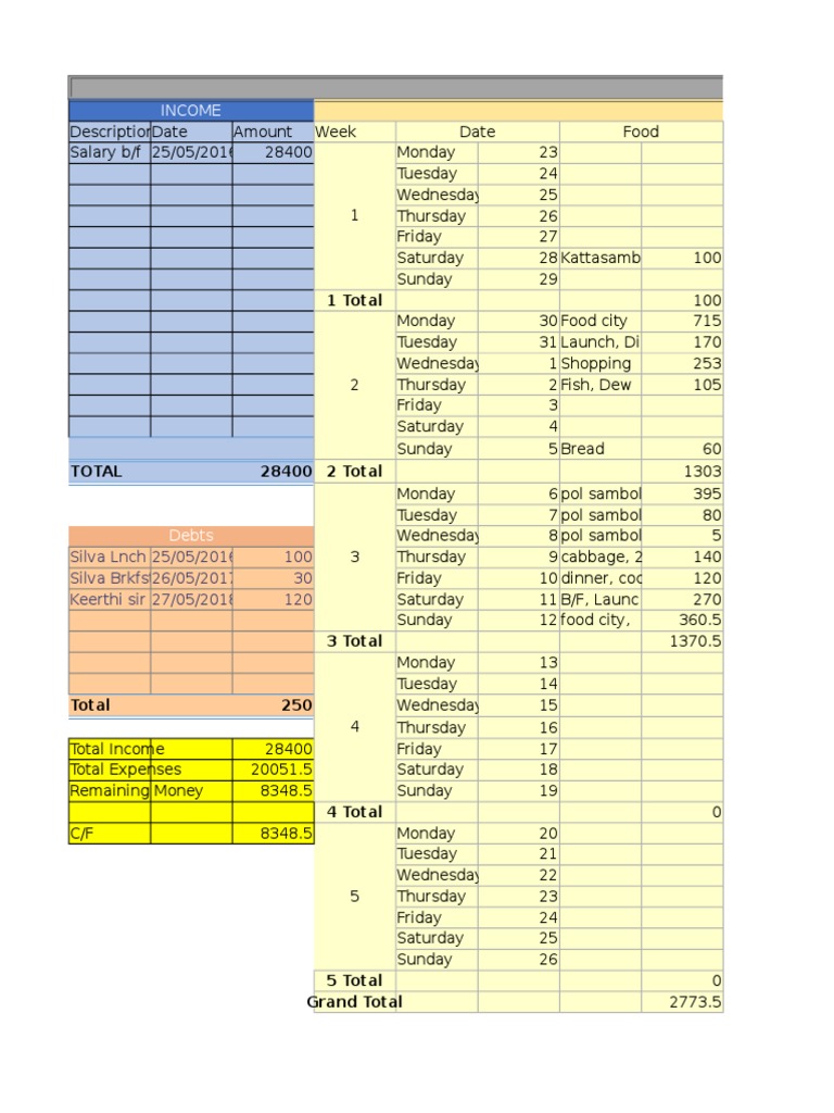 Weekly Income and Expense Report | PDF