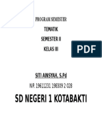 SD NEGERI 1 KOTABAKTI Program Semester II Kelas III