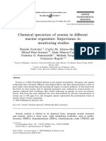 Marine organisms' arsenic levels and speciation after contamination