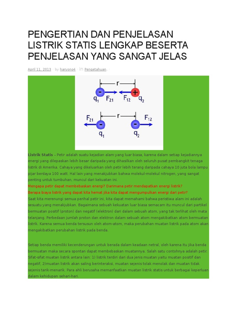 Apakah Listrik Statis Dapat Menimbulkan Aliran Listrik  