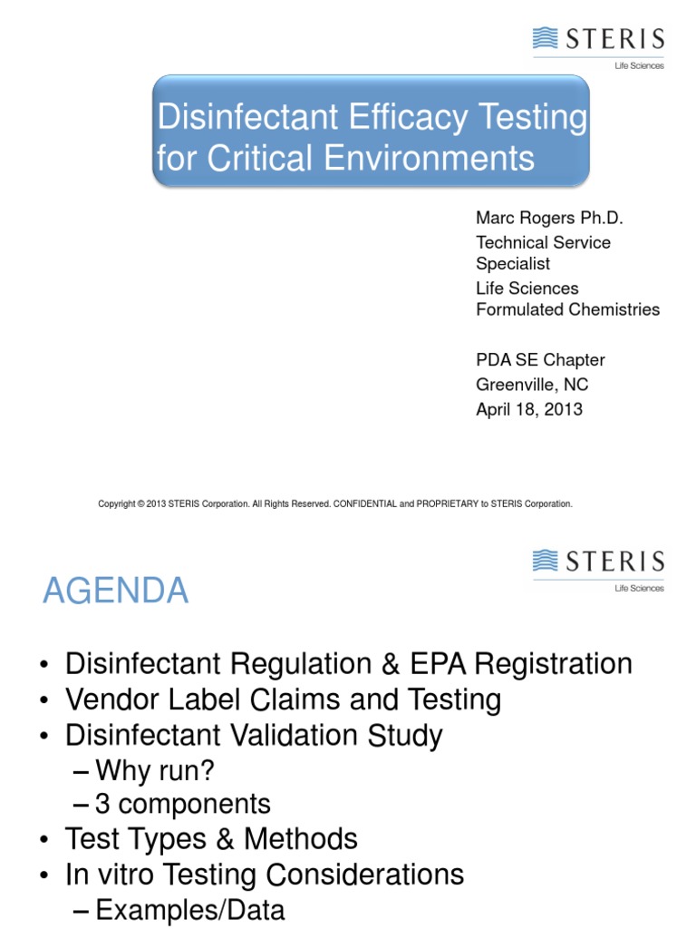 Disinfectant Efficacy Testing PDF Disinfectant Microbiology