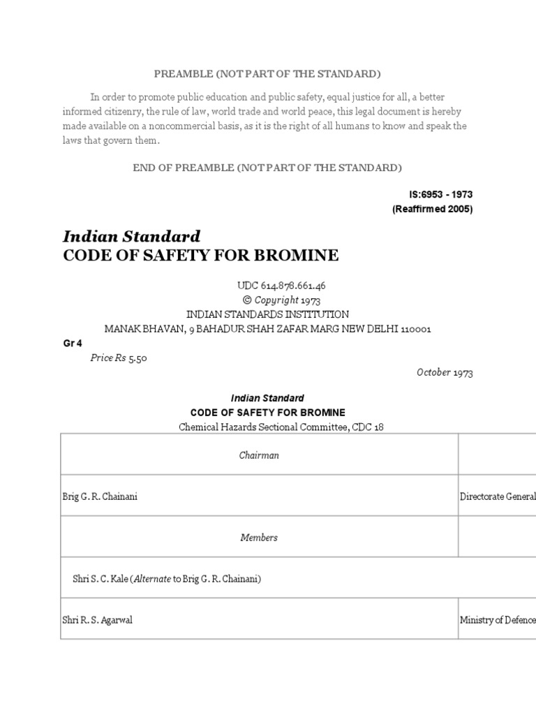 Is Code For Bromine Handling PDF