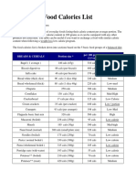 Food Calories List PDF