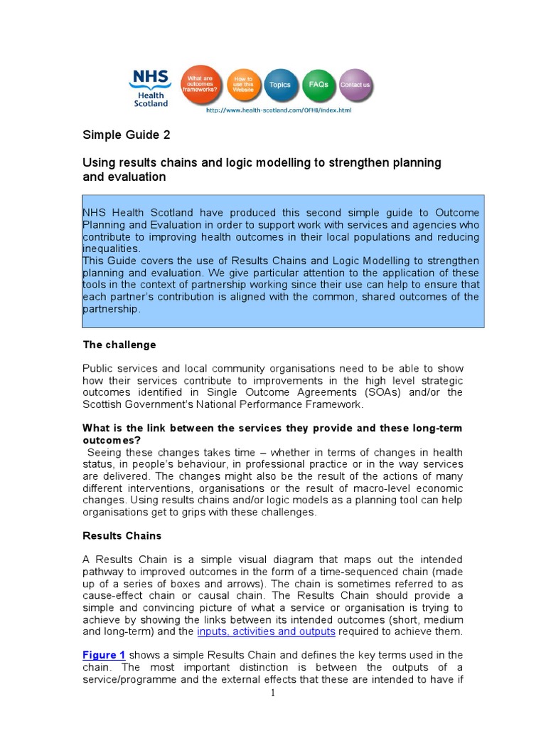 Results Chains & Logic Models Guide | PDF | Evaluation | Strategic ...