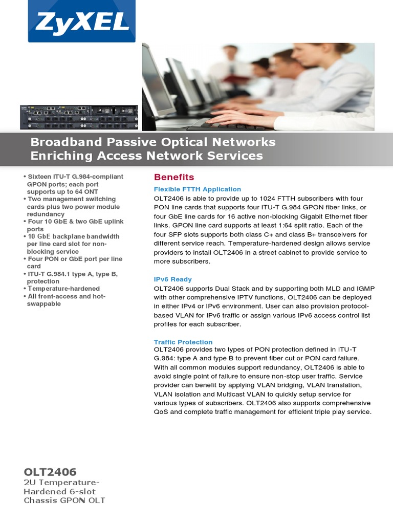 ZyXEL-OLT2406 Datasheet v06 6099 | PDF | Quality Of Service | Fiber To ...