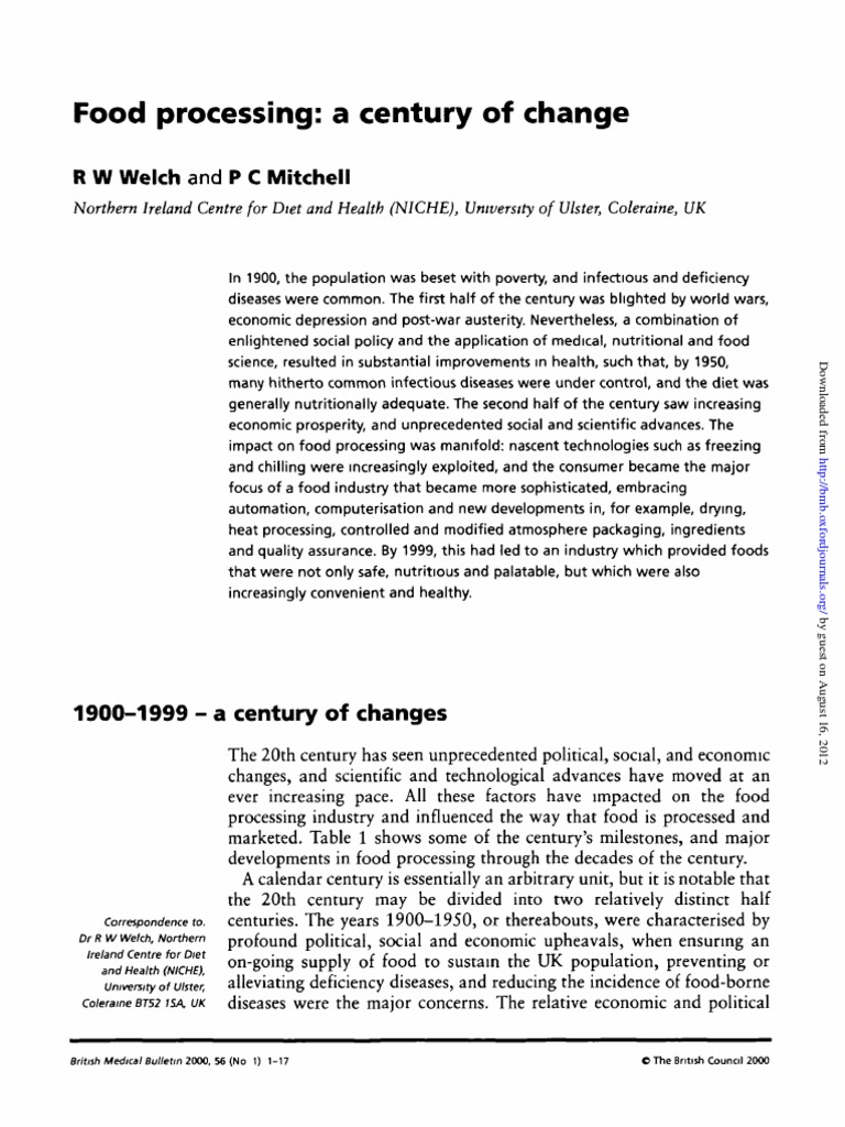Evolution of Food Processing 1900-1999 | PDF | Breads | Foods