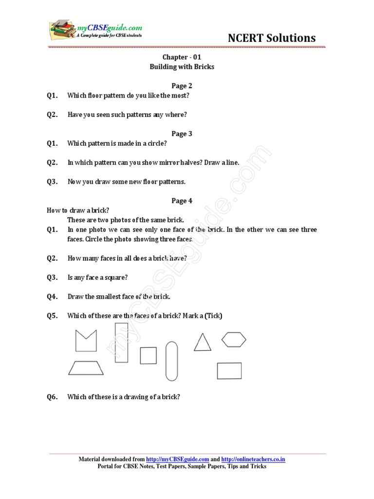 Class 4 Maths: Building with Bricks | PDF | Nature | Leisure