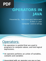 Operators in Java