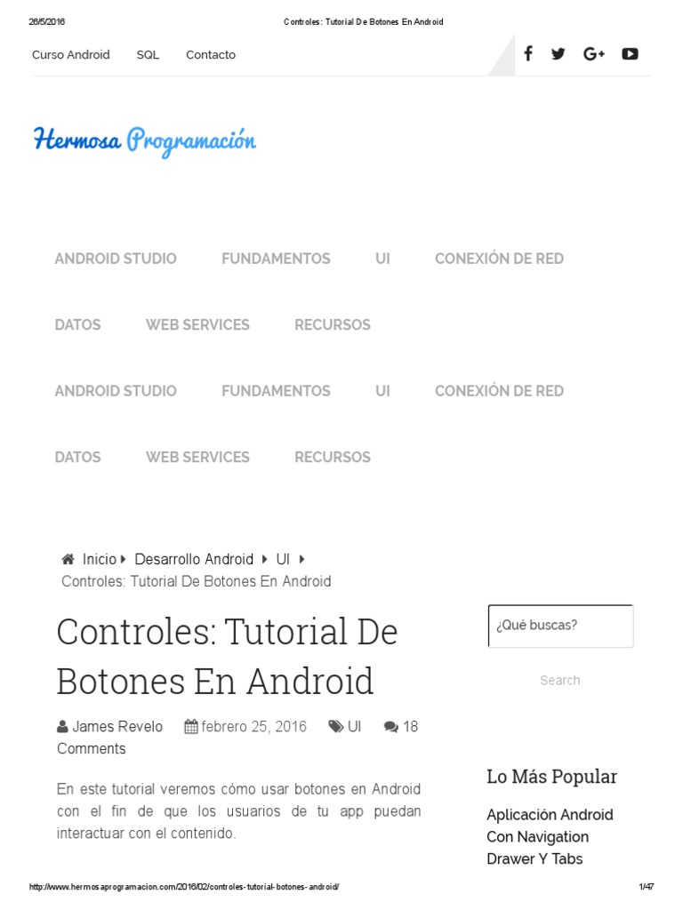Controles Tutorial De Botones En Android pdf Java 