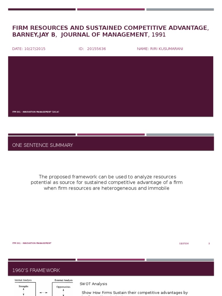 Firm Resources & Competitive Advantage | PDF | Competitive Advantage ...