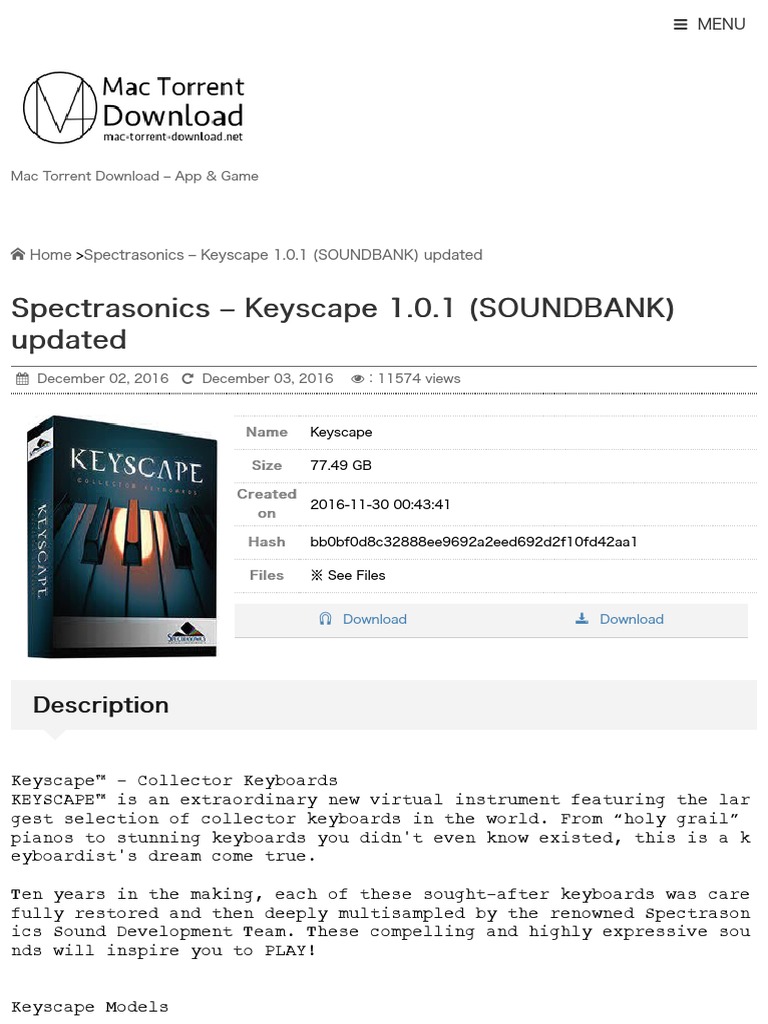Spectrasonics - Keyscape 1.0.1 (SOUNDBANK) Updated - Mac Torrent.