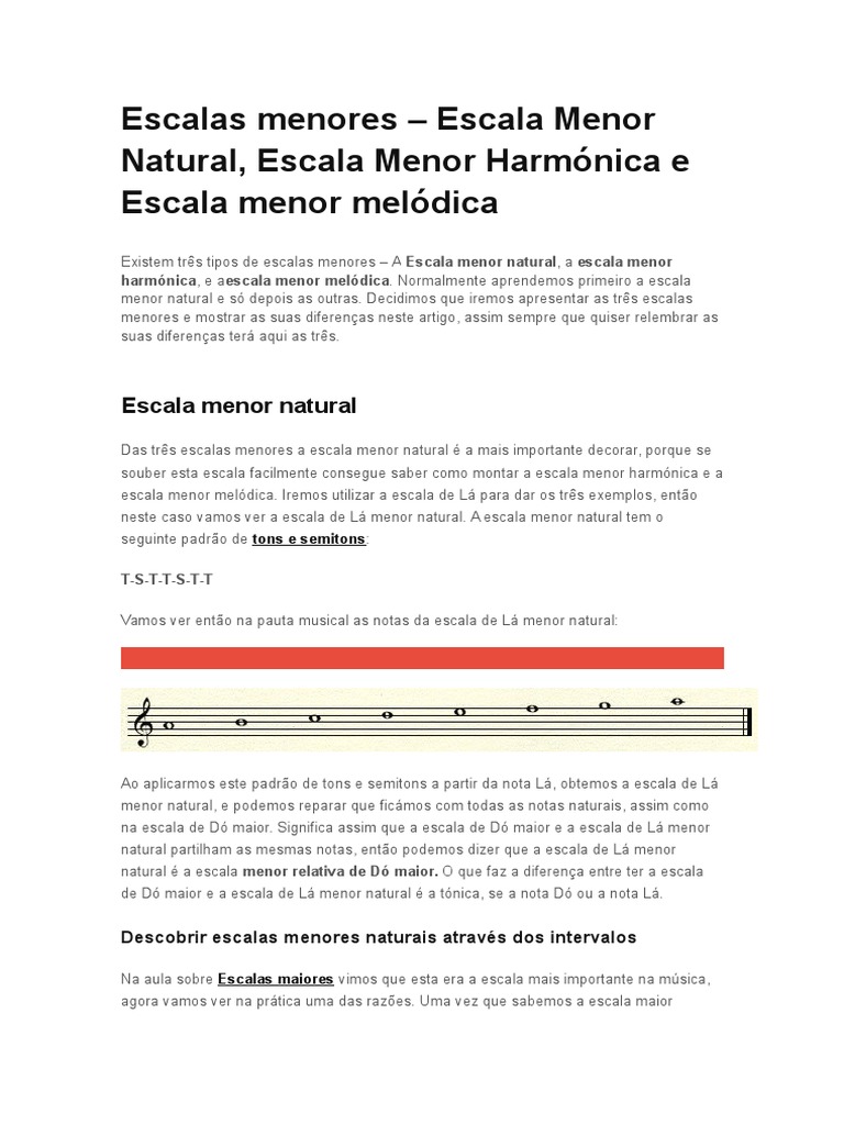 As Três Escalas Menores Uma Comparação Detalhada Entre A Escala Menor