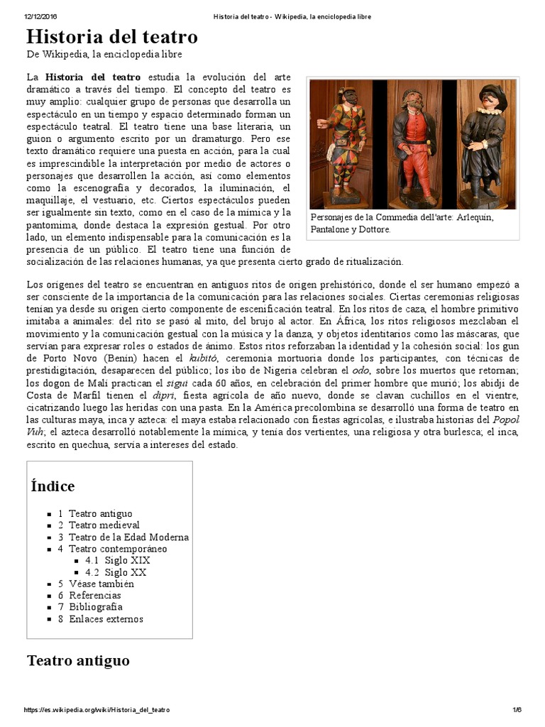 Evolución del Teatro a lo Largo del Tiempo | PDF | Las artes escénicas ...