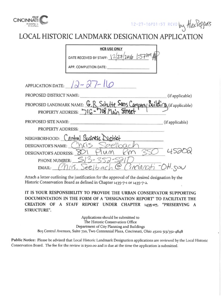 Local Historic Landmark Designation Application 716 718 Main Street ...