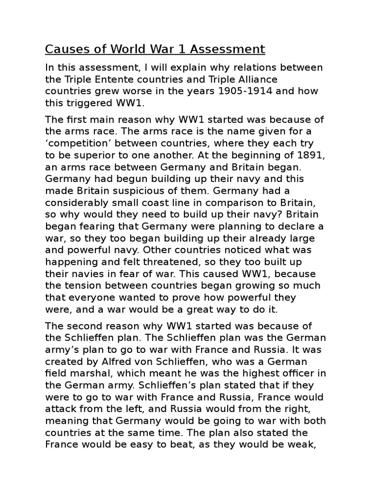 Causes of World War 1 Assessment | PDF | German Empire | Conflicts