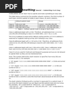 Subnetting: Table 1 - Default Subnet Mask & Range of Each Class