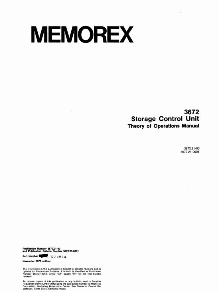 3672.21!00!3672 Storage Control Unit Theory of Operations Nov75 | PDF ...