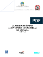 CAE Angola classificação atividades económicas