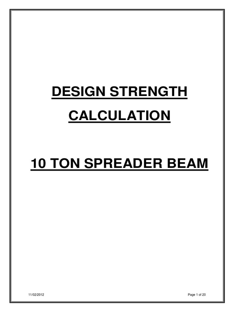 Lifting Beam Deign Staad 82187560 Design Calc 10T Spreader Beam PDF
