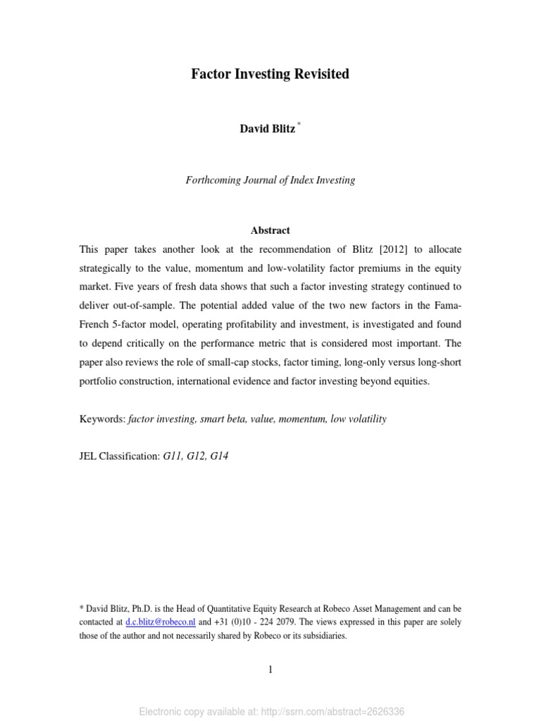 Factor Investing: Insights and Strategies | PDF | Asset Allocation ...