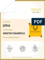 Joshua Marketing Fundamentals Certificate