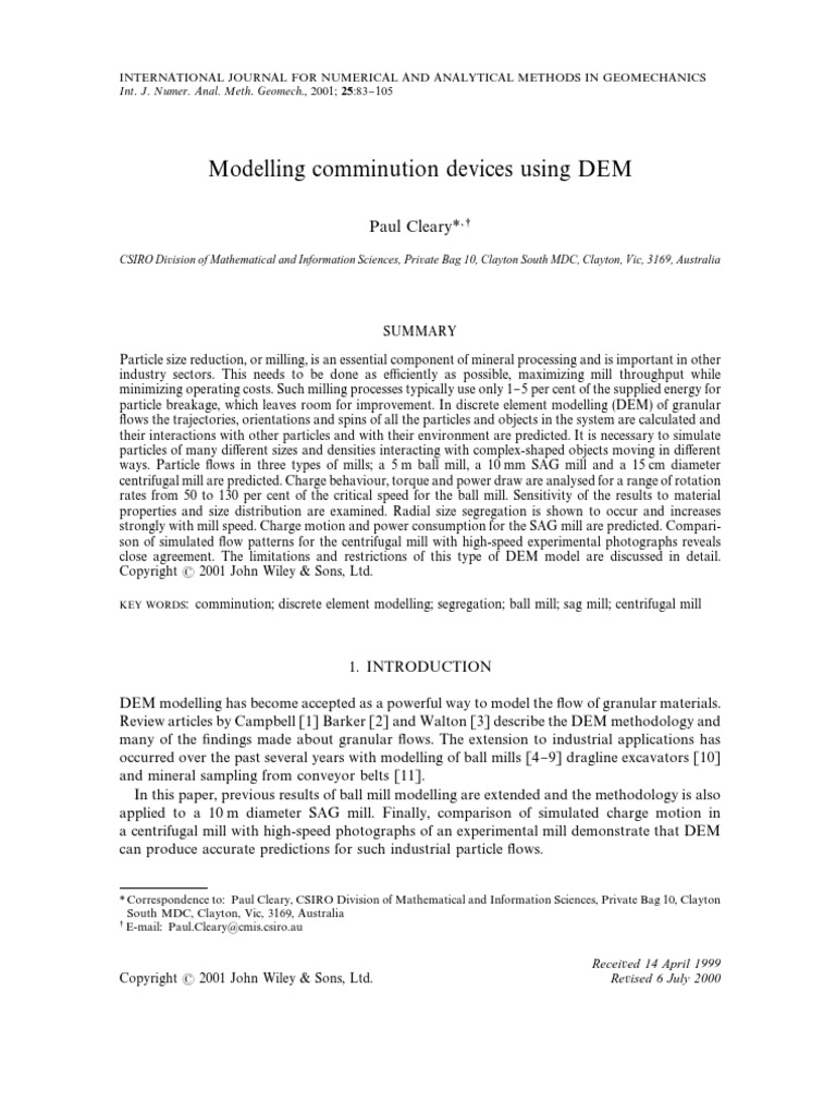 Cleary-2001-International Journal For Numerical and Analytical Methods ...