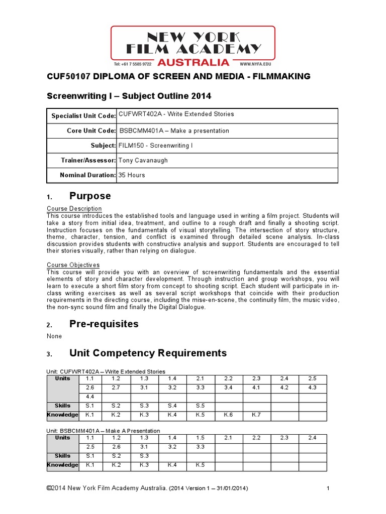 2014 Screenwriting I PDF | PDF | Screenplay | Screenwriting