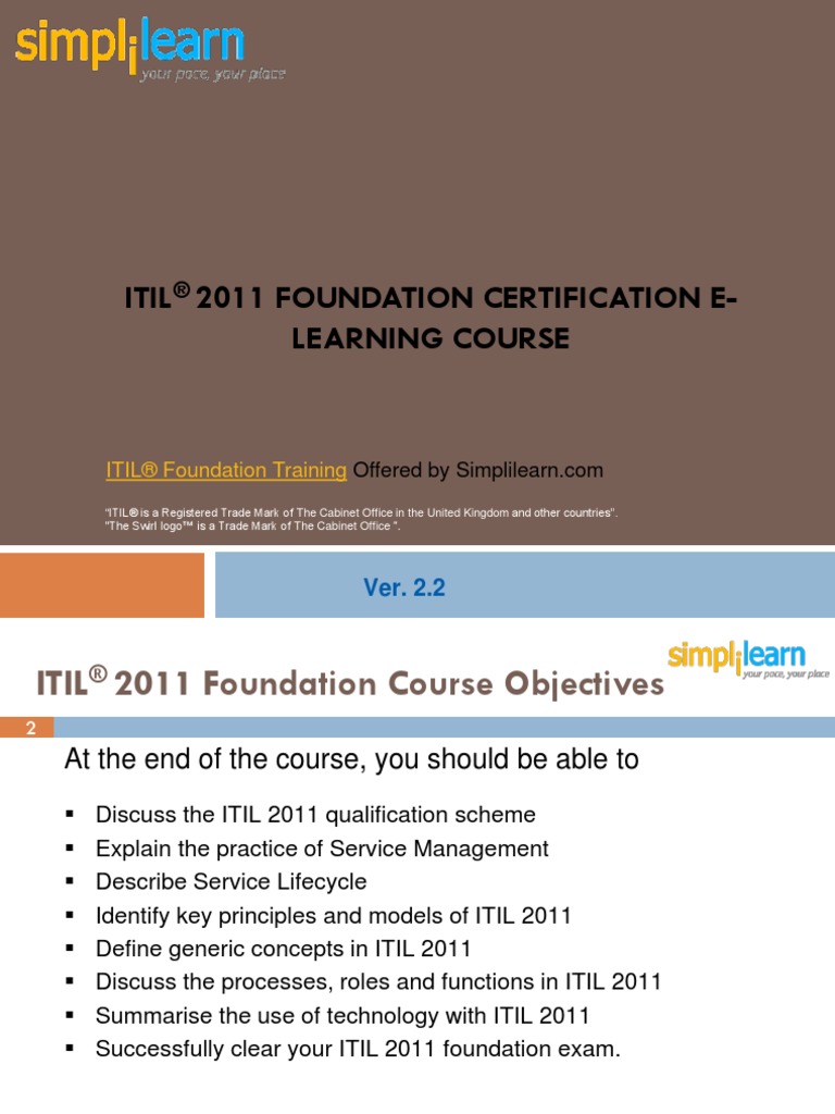 Itil 2011 Foundation Certification E-Learning Course | PDF | Itil ...