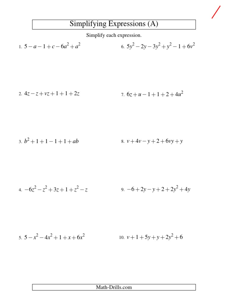 Algebra - Expressions - Simplifying - As - 2v - 6t - All PDF | PDF